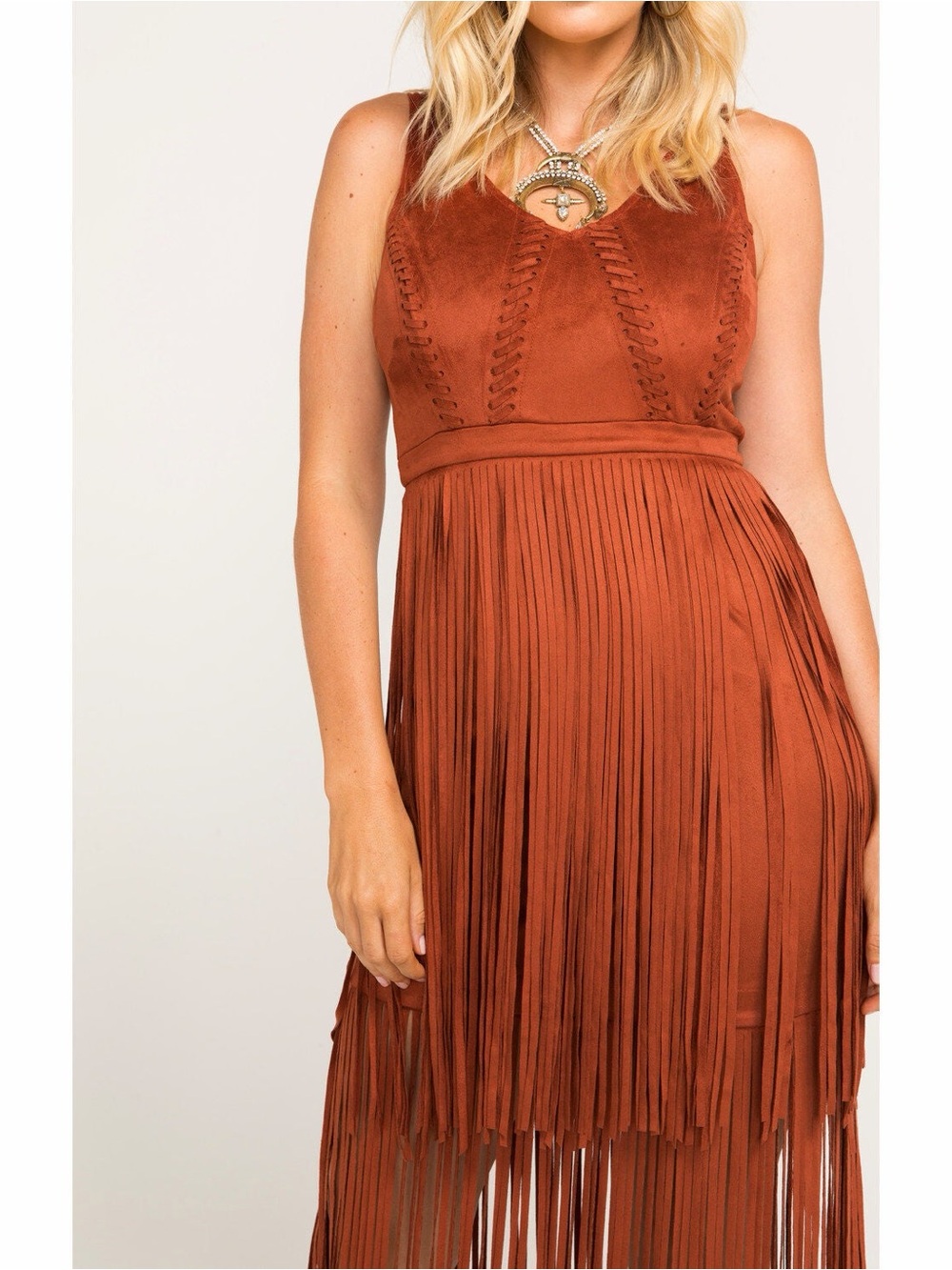 Idyllwind Rust Fringe High-Low Dress - Picture 2 of 8